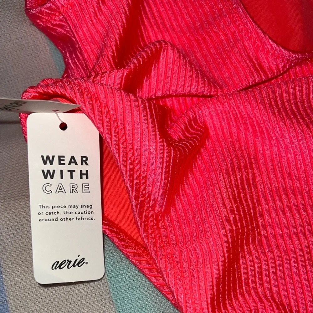 Aerie Neon Pink High-Cut One-Piece - Picture 5 of 9